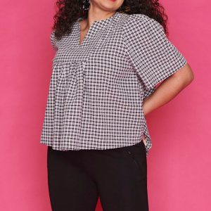 Downtown Black Check Blouse