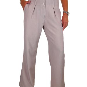 Ladies Wide Leg Smart Trouser Mauve Oatmeal