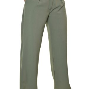 Ladies Wide Leg Smart Trouser Khaki Green