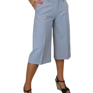 Ladies 3/4 Length Smart Culotte Trousers Light Grey