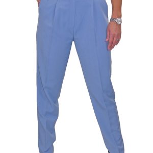 Ladies Smart Tapered Leg Trousers Sky Blue