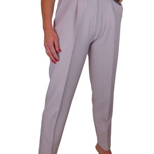Ladies Smart Tapered Leg Trousers Mauve Oatmeal