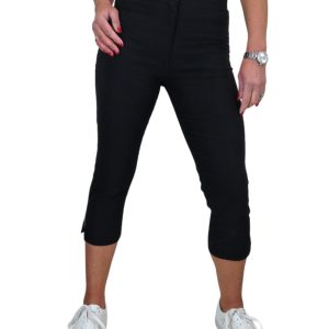 High Waisted Cropped Skinny Pedal Pushers Trousers Black