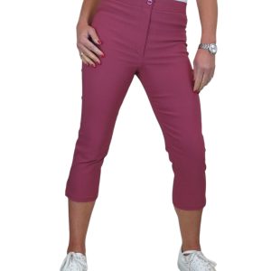 High Waisted Cropped Skinny Pedal Pushers Trousers Deep Rose