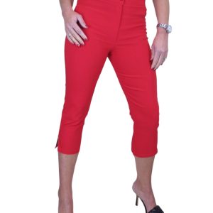 High Waisted Cropped Skinny Pedal Pushers Trousers Red