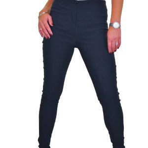 Ladies Skinny High Waist Trousers Navy Blue