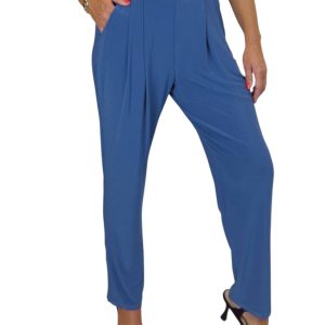 Women's Smart Work Elasticated Waist Trousers Mid Blue