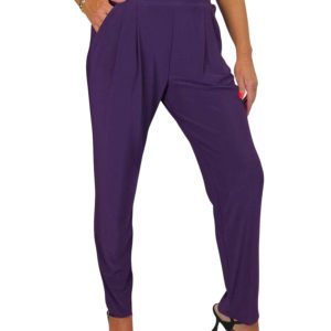 Women's Smart Work Elasticated Waist Trousers Deep Purple