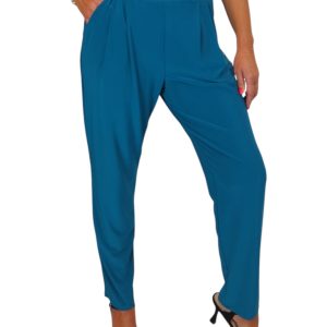 Women's Smart Work Elasticated Waist Trousers Teal Blue