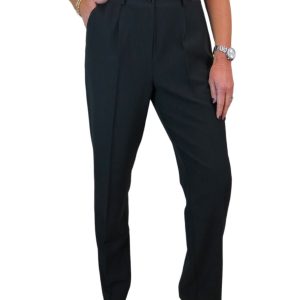 Smart Tapered Leg Pleated Trousers Black