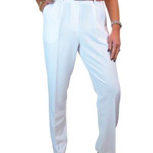 Smart Tapered Leg Pleated Trousers White