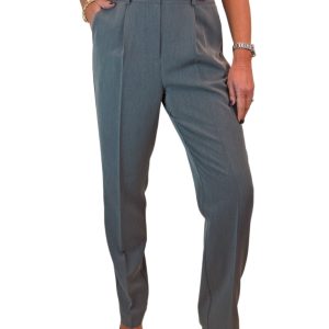 Smart Tapered Leg Pleated Trousers Marl Grey