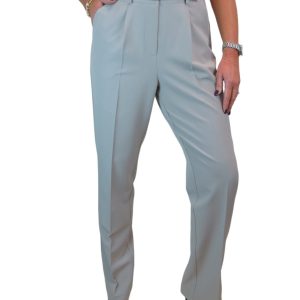 Smart Tapered Leg Pleated Trousers Light Grey