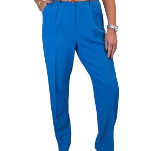 Smart Tapered Leg Pleated Trousers Mid Blue
