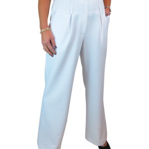 High Waisted Wide Leg Smart Trouser White