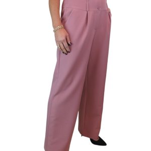 High Waisted Wide Leg Smart Trouser Pink