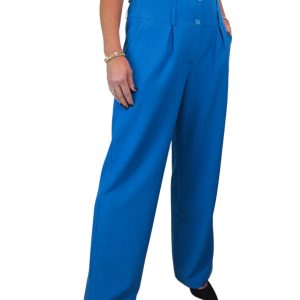 High Waisted Wide Leg Smart Trouser Mid Blue
