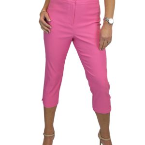 Women's Cropped 3/4 Length Capri Trousers Hot Pink