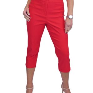 Women's Cropped 3/4 Length Capri Trousers Red