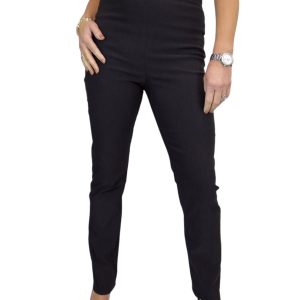 Elasticated Waist Straight Leg Trousers Black
