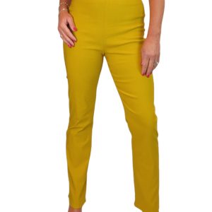 Elasticated Waist Straight Leg Trousers Mustard Yellow