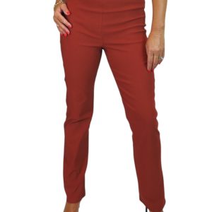 Elasticated Waist Straight Leg Trousers Rust Brown