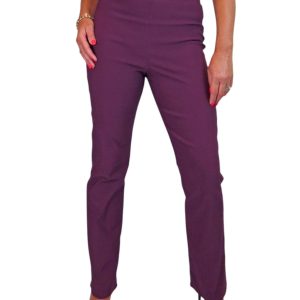 Elasticated Waist Straight Leg Trousers Plum