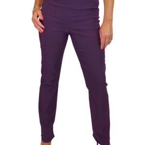 Elasticated Waist Straight Leg Trousers Purple