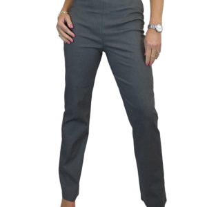 Elasticated Waist Straight Leg Trousers Marl Grey