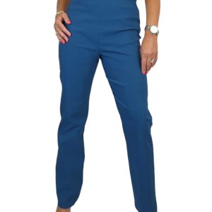 Elasticated Waist Straight Leg Trousers Teal