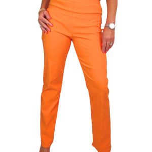 Elasticated Waist Straight Leg Trousers Orange