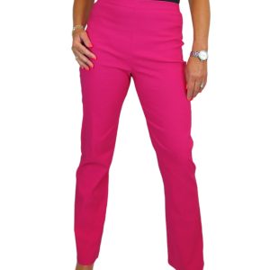 Elasticated Waist Straight Leg Trousers Hot Pink