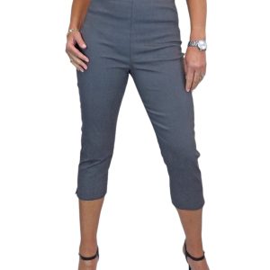 Women's Pull On Elasticated Waist Cropped Trousers Marl Grey
