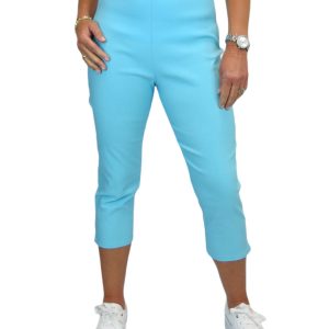 Women's Pull On Elasticated Waist Cropped Trousers Turquoise
