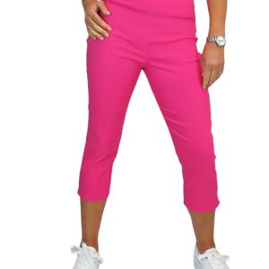 Women's Pull On Elasticated Waist Cropped Trousers Hot Pink