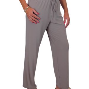 Women's Elasticated Waist Straight Leg Trousers Taupe