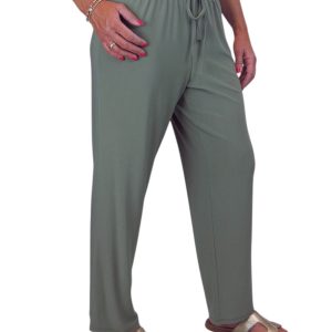 Women's Elasticated Waist Straight Leg Trousers Olive Green