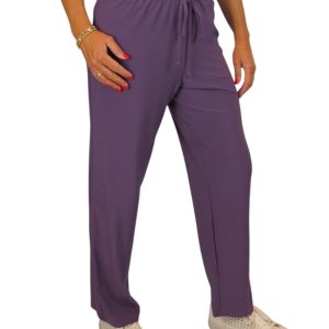 Women's Elasticated Waist Straight Leg Trousers Purple
