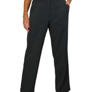 Women's Smart Straight Leg Trousers With Half Elasticated Waist Black
