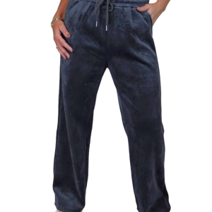 Straight Leg Elastic Waist Corduroy Trousers Dark Grey