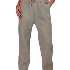 Fleece Lined Waffle Cord Trousers Beige