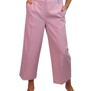 Wide Leg Cropped Tailored Trousers Smart Pink