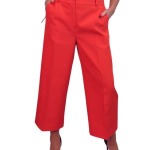 Wide Leg Cropped Tailored Trousers Deep Smart Coral