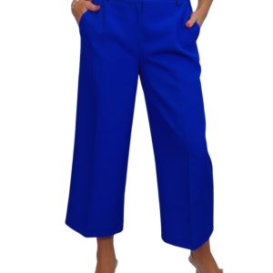 Wide Leg Cropped Tailored Trousers Royal Smart Blue