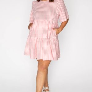 Indie Pink Gingham Dress
