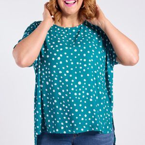 Serena Teal Spot Top