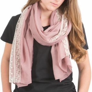 Pink 70" X 30" Lace Accent Scarf