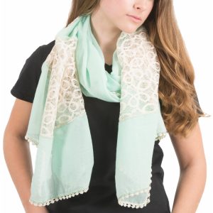 Mint 70" X 30" Lace Accent Scarf