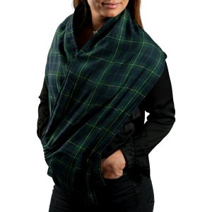 Deep Sea Plaid 58.5" X 11" Flannel Pocket Scarf