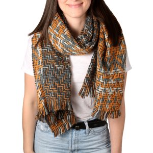 Marigold & Granite 78" X 26" Woven Scarf